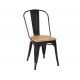 Silla de diseño Tolix negr con asiento madera